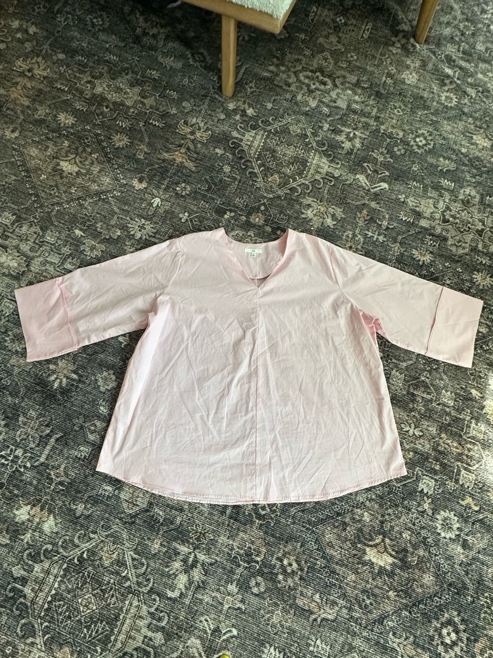 Joh. Blush Pink 100% Cotton Popover Blouse Size Large